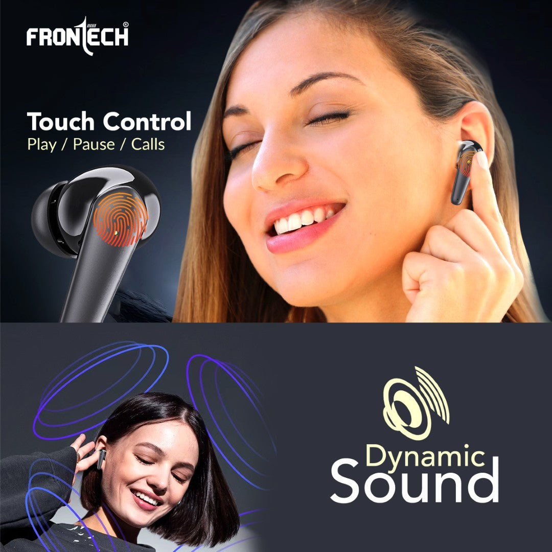 Frontech Wireless Earphone | Deep Bass, 35 Hrs Playtime, Bluetooth 5.3, Touch Control (EF-0063) Frontech Wireless Earphone | Deep Bass, 35 Hrs Playtime, Bluetooth 5.3, Touch Control (EF-0063)